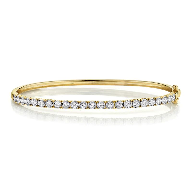 Shy Creation Diamond Bangle Bracelet in 14k Yellow Gold image number null